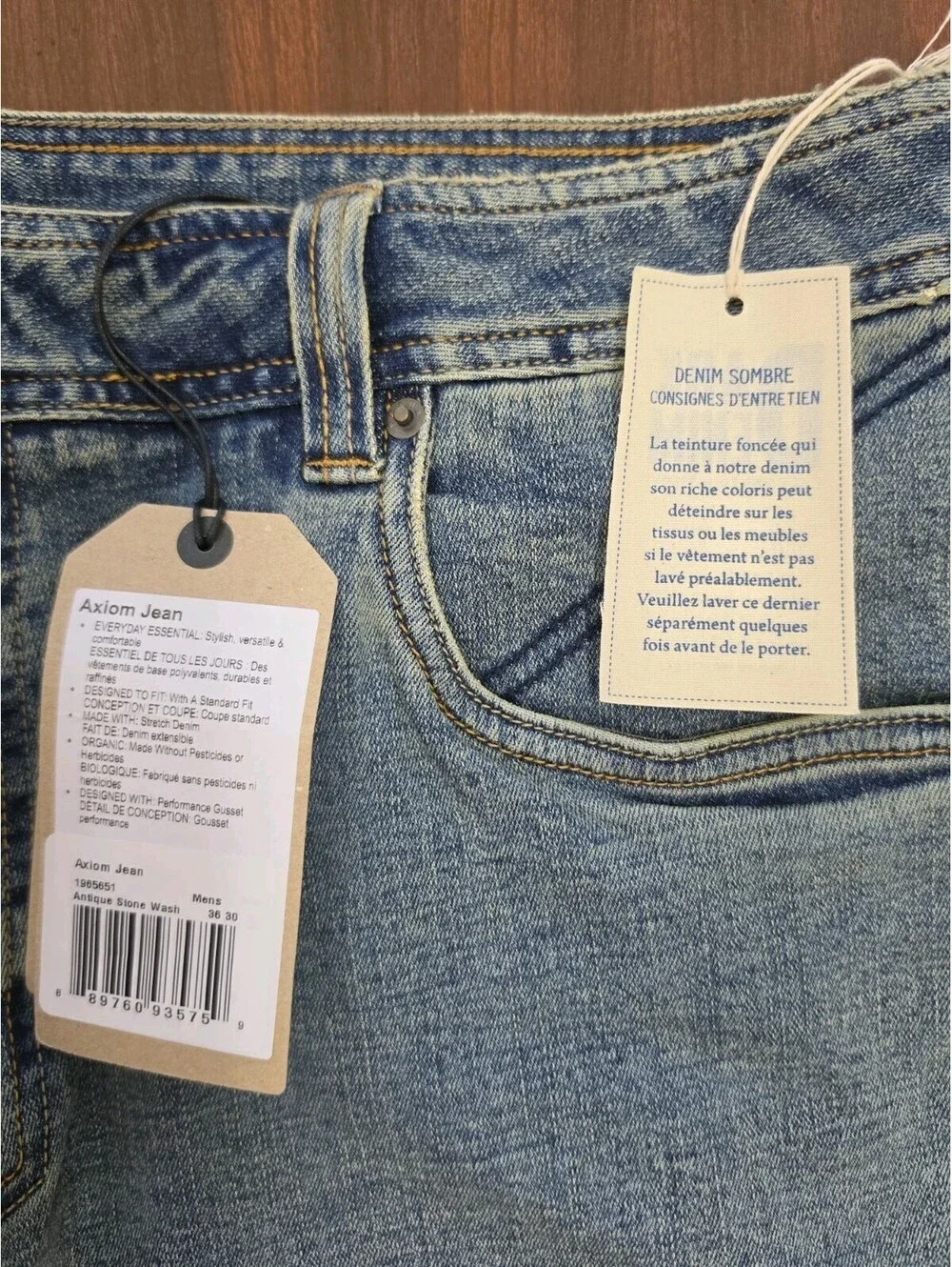 NWT prAna Axiom Jean Mens 36x30 Antique Stone Wash Straight Leg Pants Gorpcore